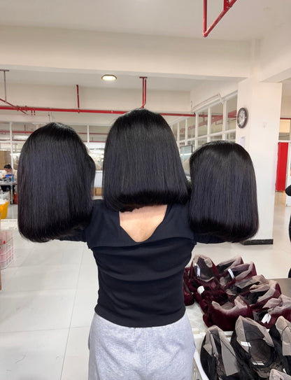 Double drawn 13x4 straight black 10inch