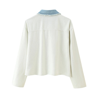 Knitted Stitching Jeans Cardigan Jacket