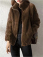 Drawstring Teddy Coat Casual Zip Up Long Sleeve Warm Outerwear Women's Clothing